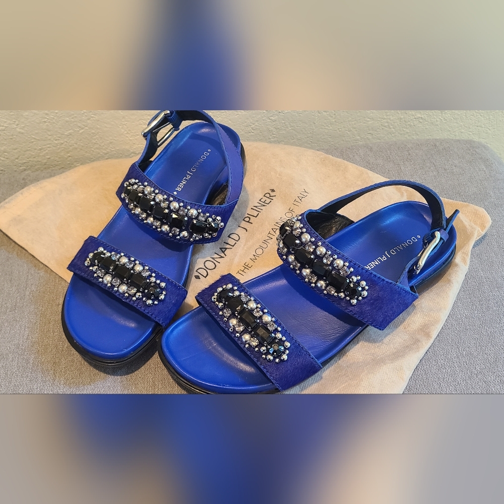 Stunning Indigo Blue Crystals And Gems Sandals - Picture 3 of 4